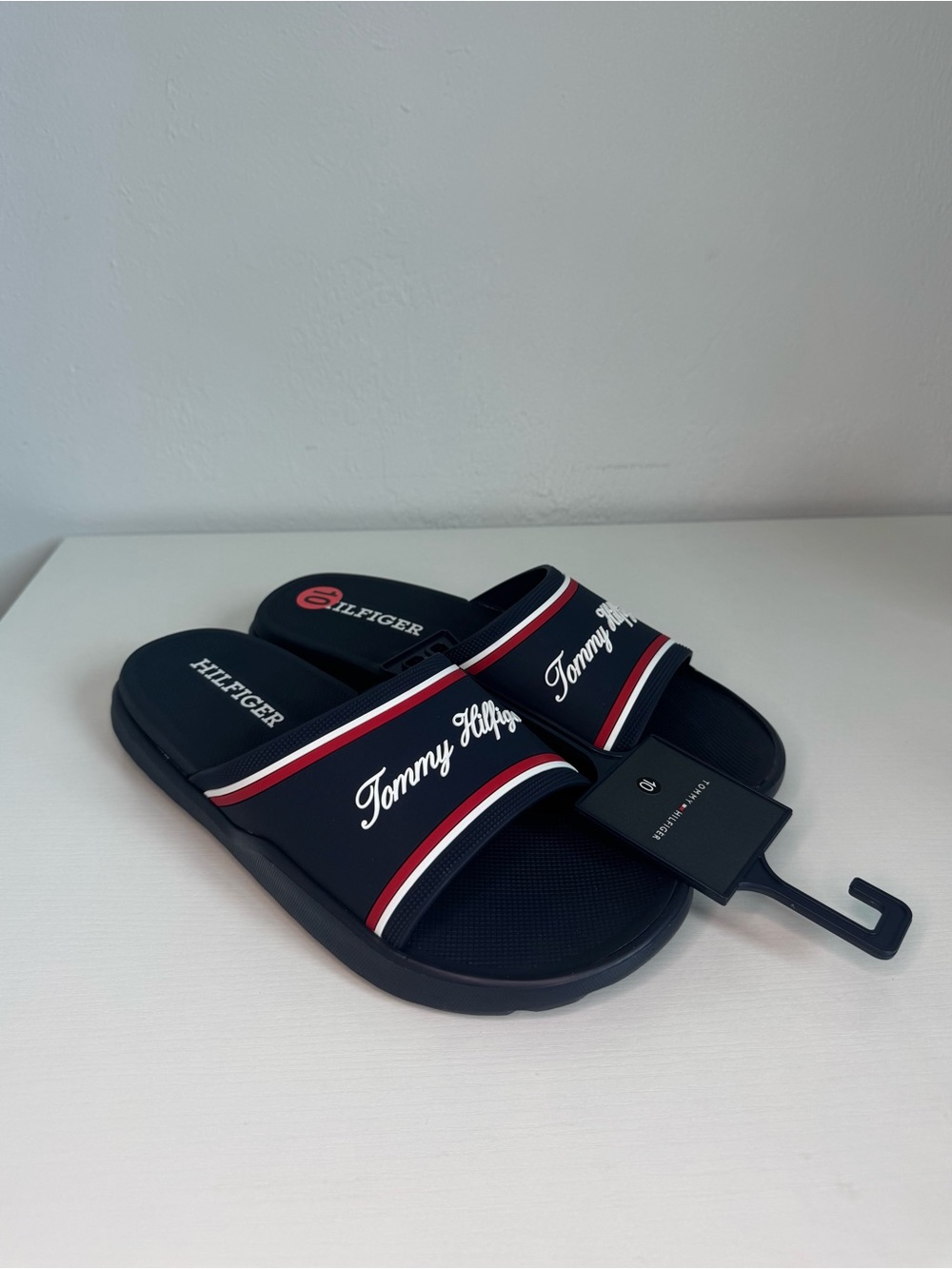 Tommy Hilfiger Slide Sandals Navy Red White Men’s Size 10 New